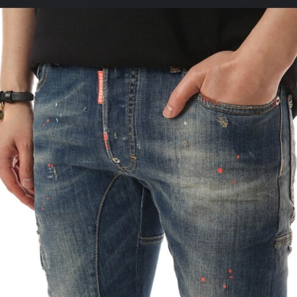 DSQUARED2 Classic Kenny Twist Pink Paint Splatter Button Fly DSquared 34 - Picture 4 of 15